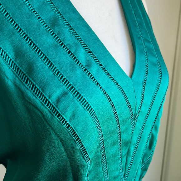 Banana Republic Satin Midi V Dress in cosmic teal - Picture 5 of 9